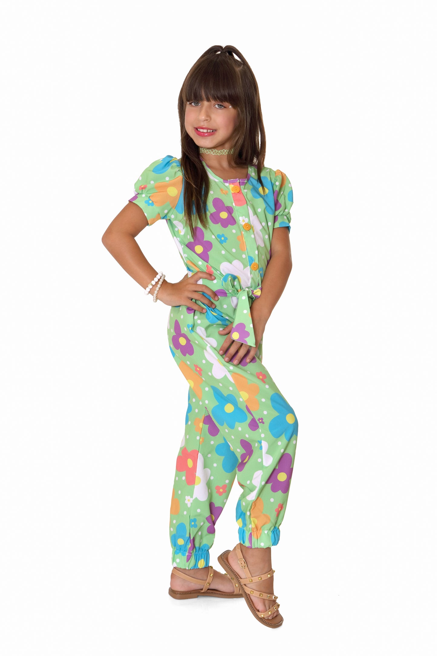 Flowers Green Overall Size 12
