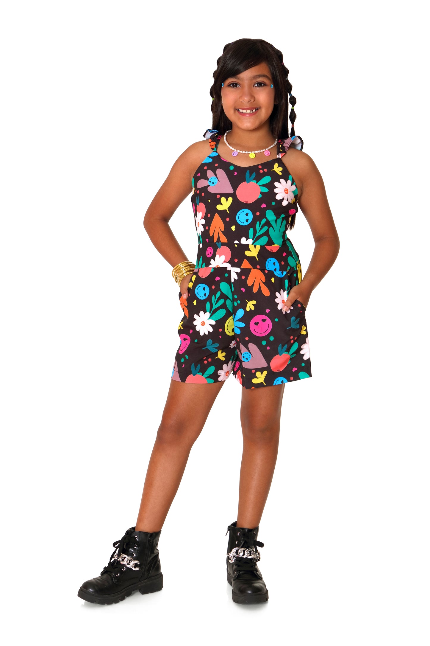 Emoji & Flowers Romper Size 8