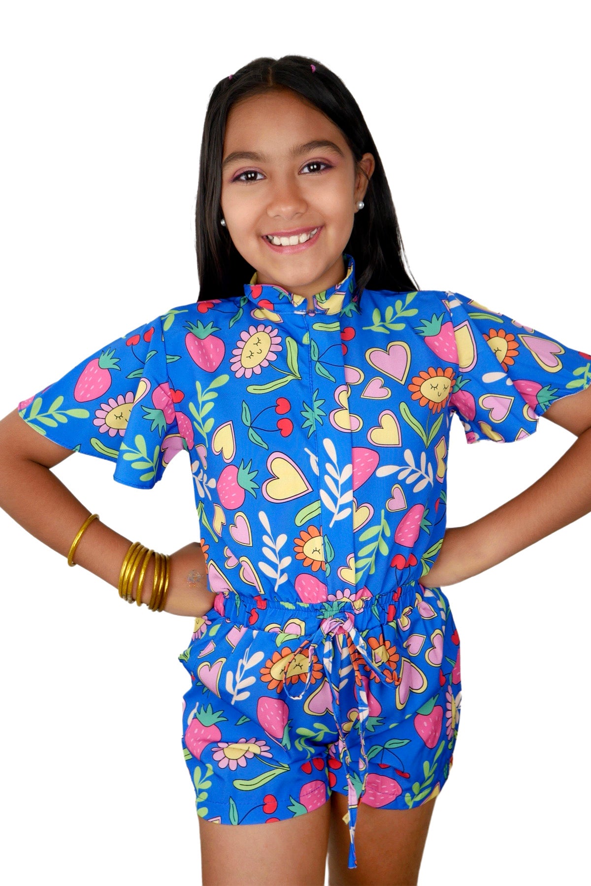 Strawberries Blue Romper