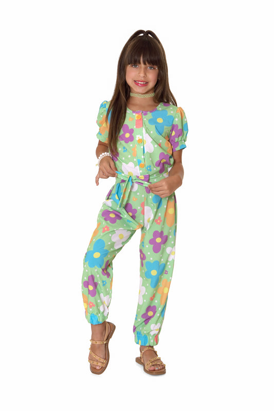 Flowers Green Overall Size 12
