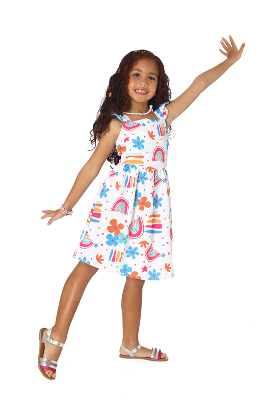 Rainbow White Dress Size 8