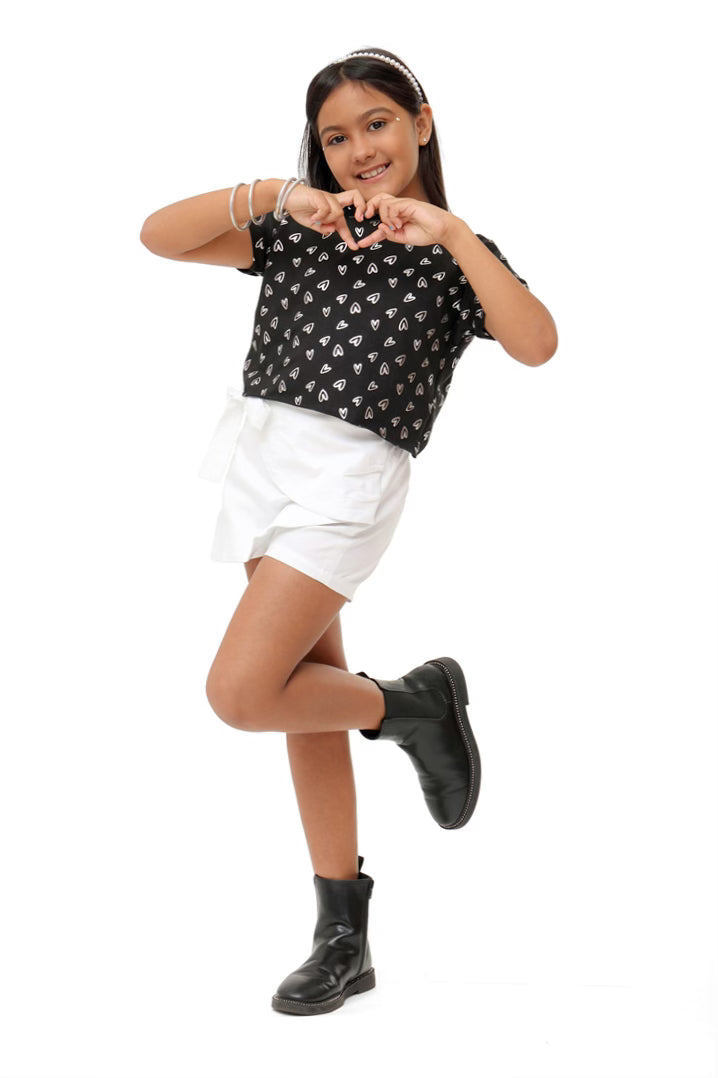 Metallic Silver Hearts Crop Top