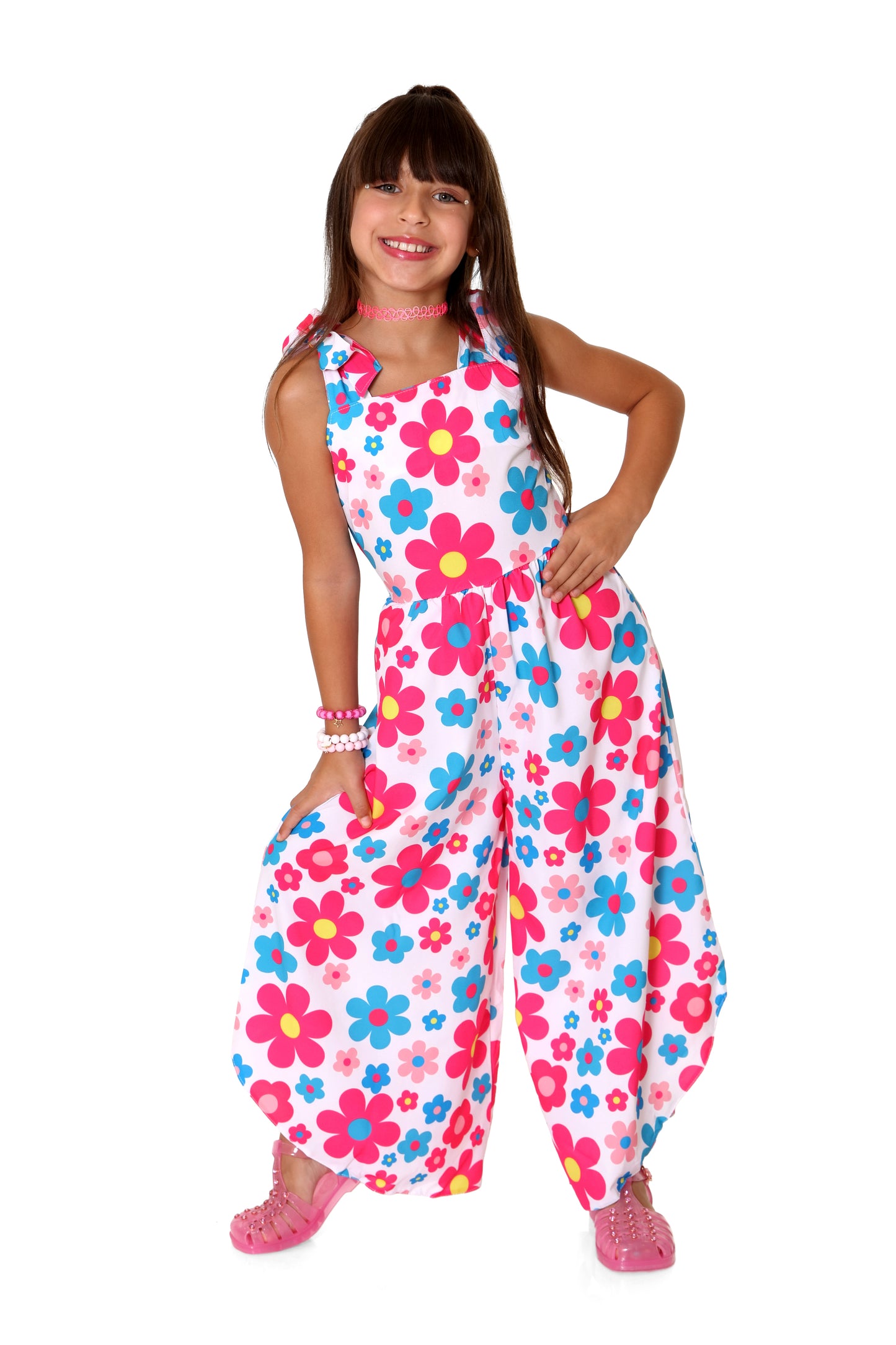 Pinky & Blue Flowers Jumpsuit